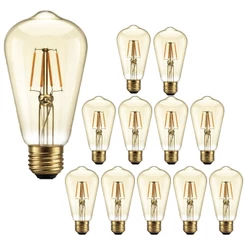 Kit 12 Filamento led 4w st64 E27 2000k Bivolt lampada Vintage Retro