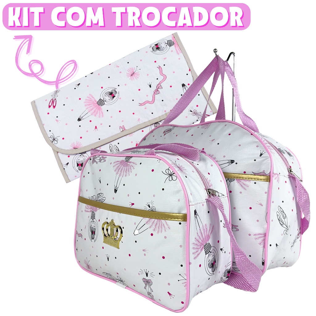 Kit Maternidade Bolsa Bebê 3 Peças 2 Malas Trocador Almofadado Impermeável Menino Menina