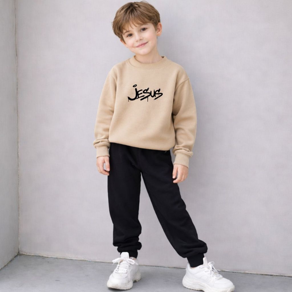 Conjunto Moletom infantil Juvenil Agasalho Religioso Jesus