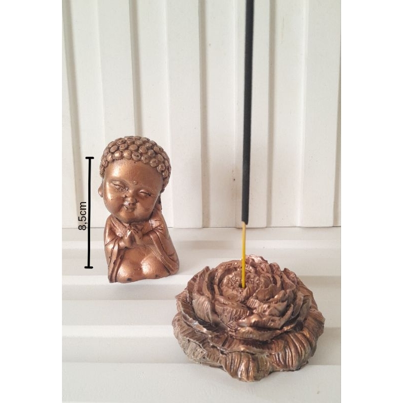 Imagem Buda Decorativo com Incensário em Gesso 8,5cm – Estátua Zen Artesanal