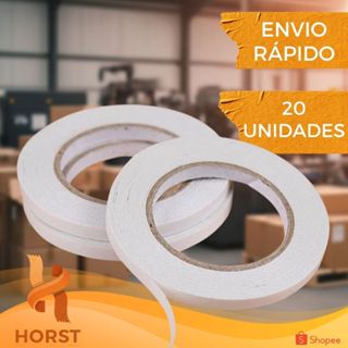 FITA DUPLA FACE SUPER FORTE PARA ARTESANATO 09MM X 30 METROS - KIT COM 20 ROLOS em Oferta na Shopee