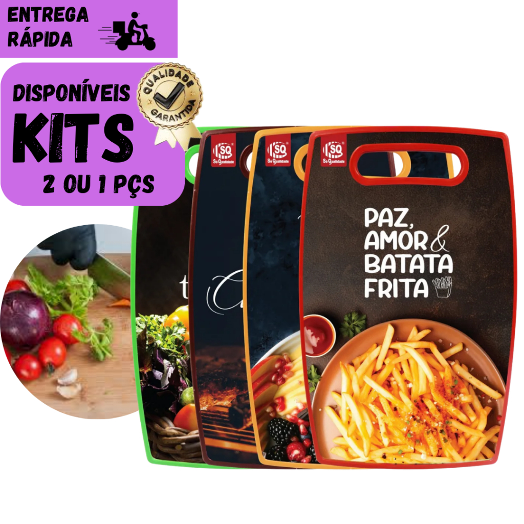Kits 2 ou 1 Tábua de Corte Plástica Resistente Cozinha Carnes Legumes Alimentos – Uso Doméstico em Oferta na Shopee