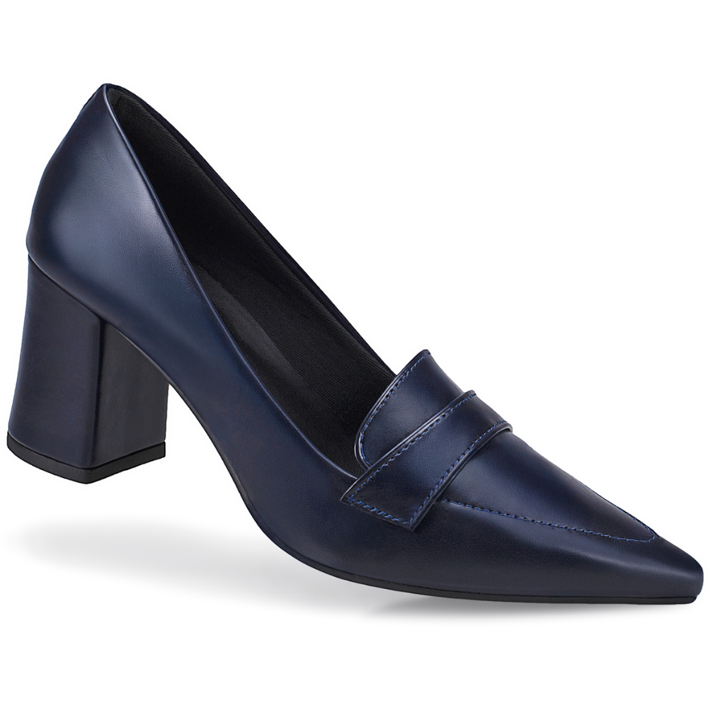 Scarpin Feminino Salto Alto Grosso Bico Fino Confortável 3041