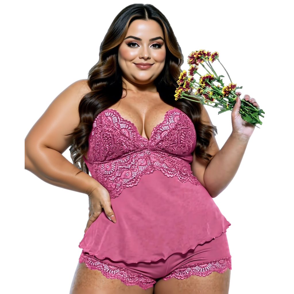 Baby Doll Decote V Nas Costas Plus Size Short Curtinho em Oferta na Shopee