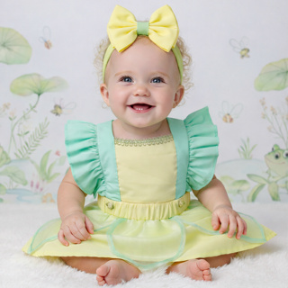 Jardineira Romper Saia Tiana Princesa E O Sapo Body Roupa de Bebe Para Menina Mesversario Fantasia em Oferta na Shopee
