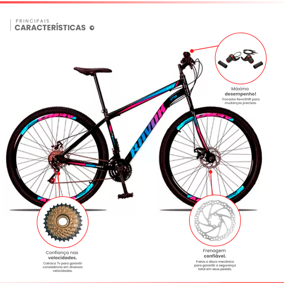 Kit Desmontado Bicicleta Aro 29 Quadro Aço Carbono 21v Freios a Disco MTB