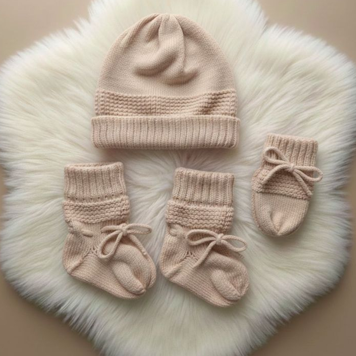 Conjunto Infantil Bebê Tricot Touca Luva Sapatinho P Roupa De Bebê Acessório Infantil Roupa Infantil