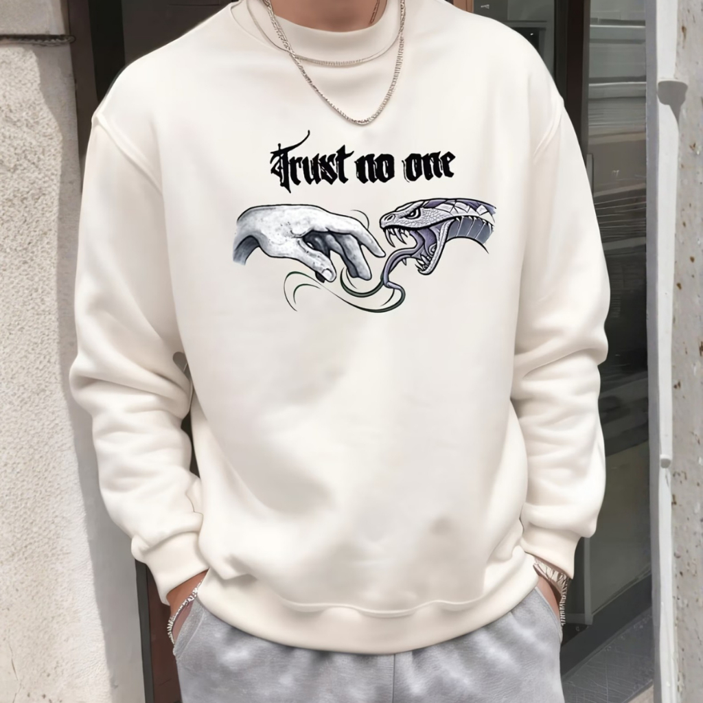 Blusa de Frio Moletom Sem Capuz Masculino e Feminino Trust  One Estética Tumblr Grunge Alta Qualidade