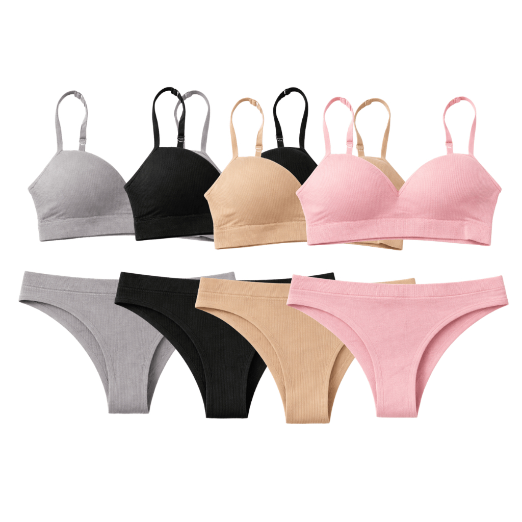 Kit 2 Conjuntos Juvenil para Menina Moça Adolescente e Pré Adolescente Lisos Calcinha e Sutiã com Bojo Caneladinho em Oferta na Shopee