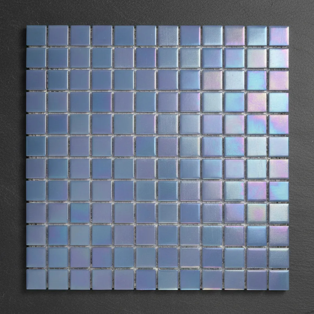 Pastilha de Vidro 2x2cm Efeito Perolizado Linha Gloss Azul GL334 Placa 32x32cm