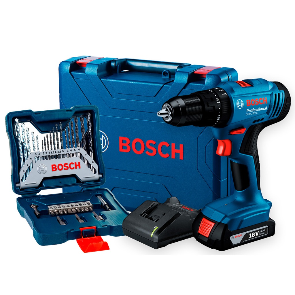 Kit Furadeira Parafusadeira Impacto 18v Gsb183 Bosch + Maleta 33 Peças X-Line Bosch