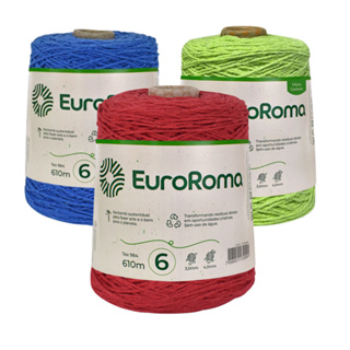 Barbante EuroRoma Nº 6 600g 610m Sustentável 85% Algodão Reciclado - Tapetes, Sousplat, Bolsas em Oferta na Shopee