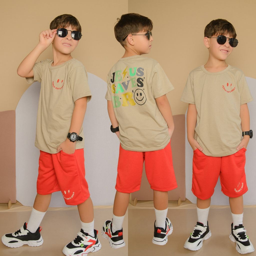 Roupa Infantil Masculino Lançamento Kit Duas Peças Conjunto De Menino Veste Do 2 Ao 12 Anos em Oferta na Shopee
