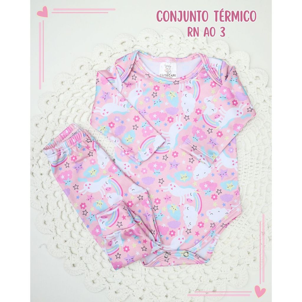 Conjunto Térmico Bebê Inverno Pagão Longo RN ao 3 Roupa Bebê Menina Feminino Peluciado Body Calça em Oferta na Shopee