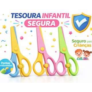Kit 2 Tesouras Escolar Infantil Kids Não Corta Cabelo Leo&Leo Criança em Oferta na Shopee