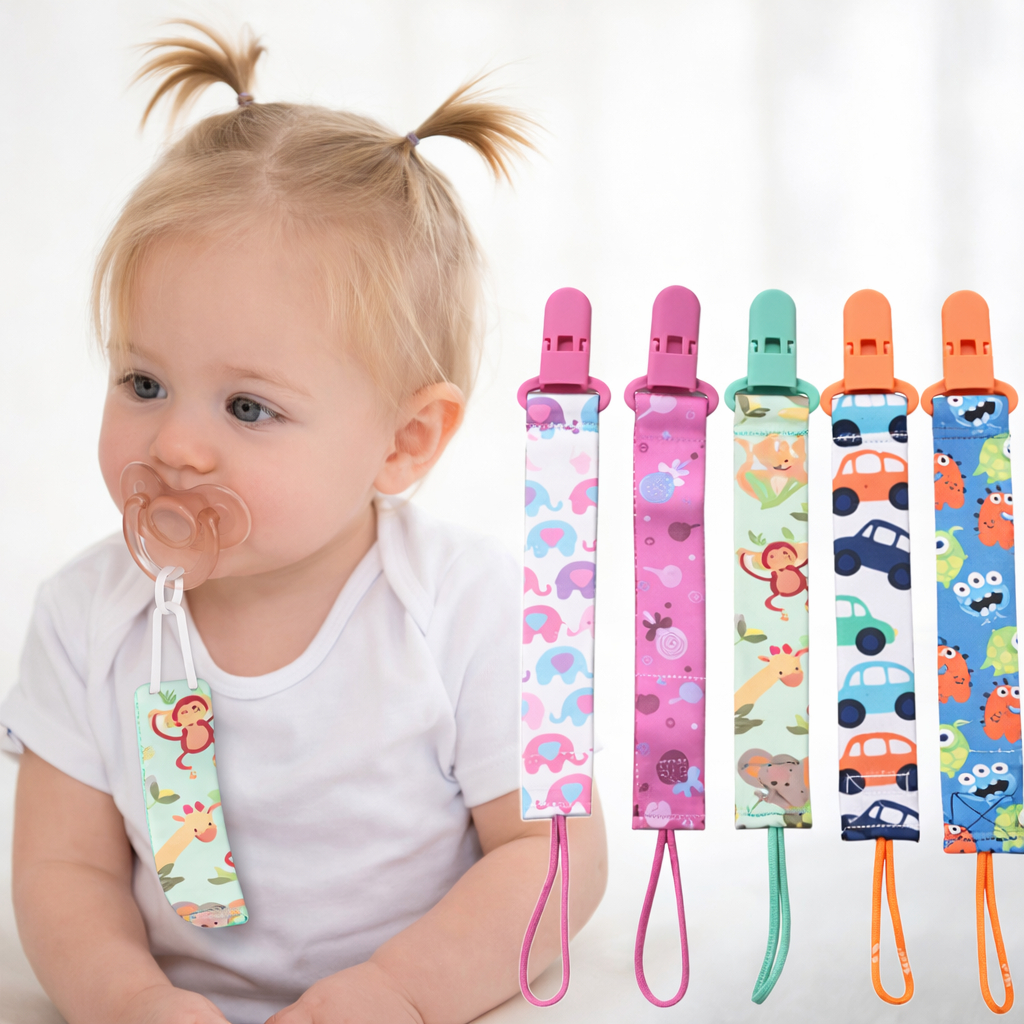 Prendedor de Chupeta Criança Menina e Menino Possui Fecho com Trava e Estampa Divertida em Oferta na Shopee