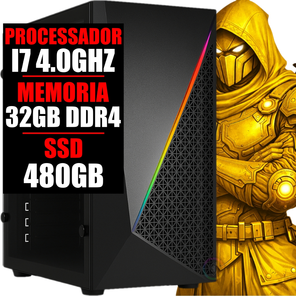 PC GAMER DDR4 INTEL I7 4.0GHZ 6 GERAÇÃO, 32GB RAM, SSD 480GB, WINDOWS 11
