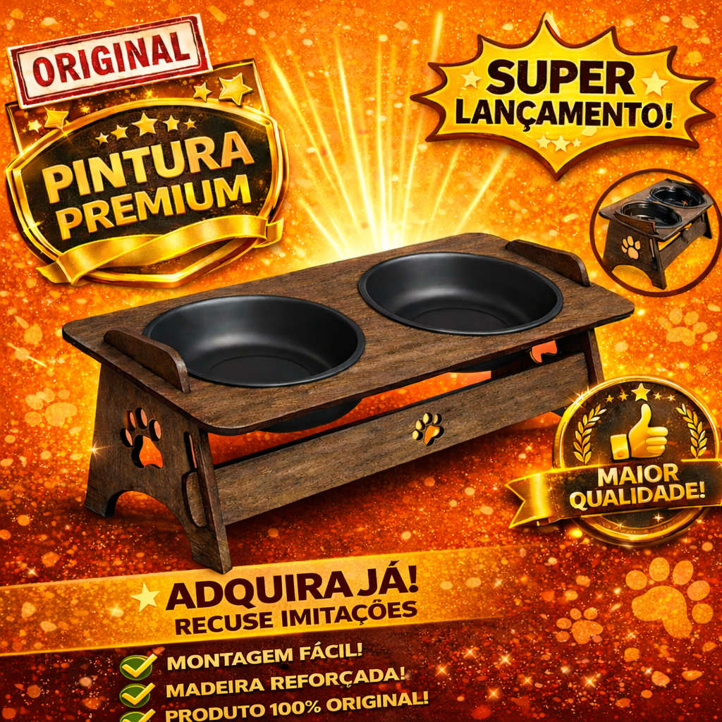 Comedouro Bebedouro Elevado Gato Cachorro Pet Tigela Madeira Mdf Agua Ração em Oferta na Shopee