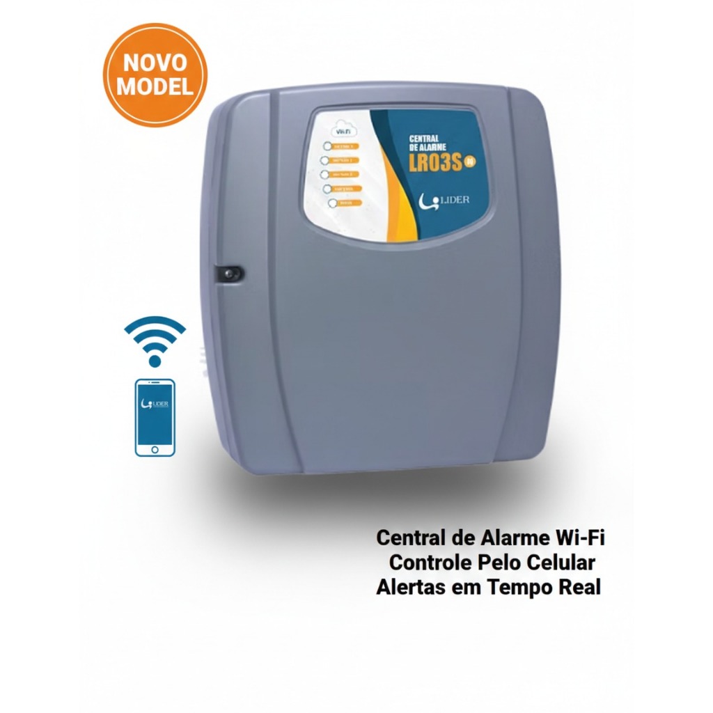 Central de Alarme Lider LR03SW Wi-Fi App Celular Alexa Google Residencial Comercial Bivolt Completa