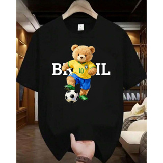 Camiseta Masculina Feminina Brasil Urso Futebol Estiloso Tendência Envio Rápido em Oferta na Shopee