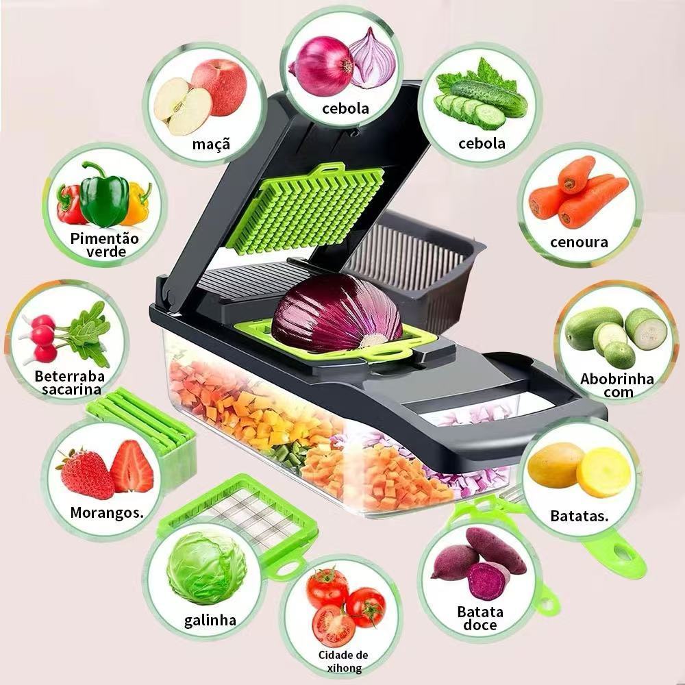 Fatiador Profissional Multifuncional De Aço Inoxidável 16 Em 1 Para Vegetais/Frutas/Legumes