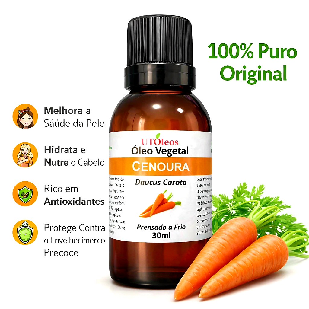 Óleo Vegetal de Cenoura 100% Puro 30ml Intensa Hidratação em Oferta na Shopee
