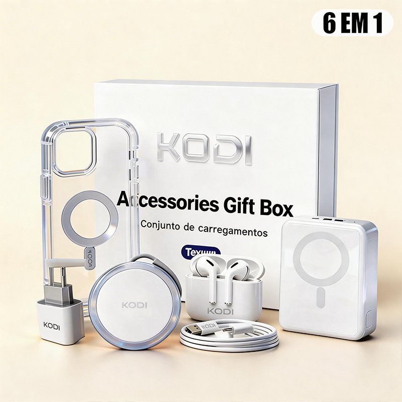 6 Kit Completo para iPhone indução Cabo de DadosCabo de Dados Fone Bluetooth e Power Bank P2