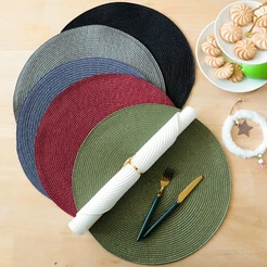 Kit Jogo Americano Redondo 4/6 Peças Sousplat 38cm Mesa Posta Jantar Cozinha Decorativo Impermeável