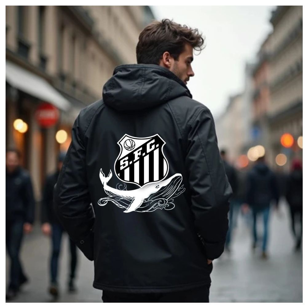 Jaqueta Impermeavel Masculino Frente e Costas Casaco Corta Vento Premium Santos Peixe