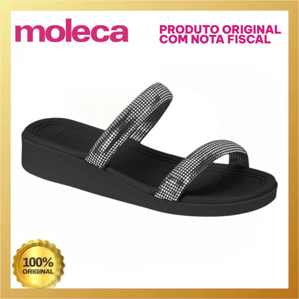 Tamanco Moleca Anabela Slide Tira Brilho Feminino