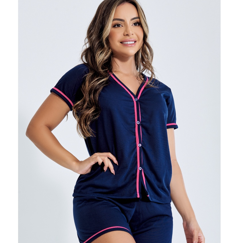 Promoção Pijama Curto Em Malha Blogueirinha Short e Blusa Amamentação