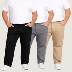 Calça Sarja Plus Size Masculina Tradicional Reta Casual Social Trabalho Premium Cintura Alta Tamanhos 50 ao 56