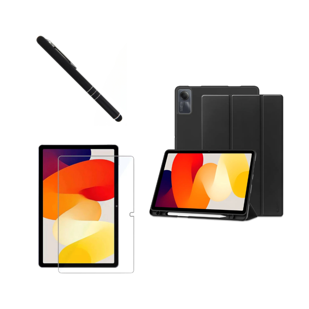 Kit Completo Capa Case Smar Para Tablet Xiaomi Redmi Pad SE 11 Polegadas + Película + Caneta