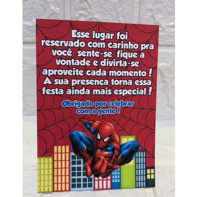 PLAQUINHA ,CENTRO DE MESA HOMEM ARANHA