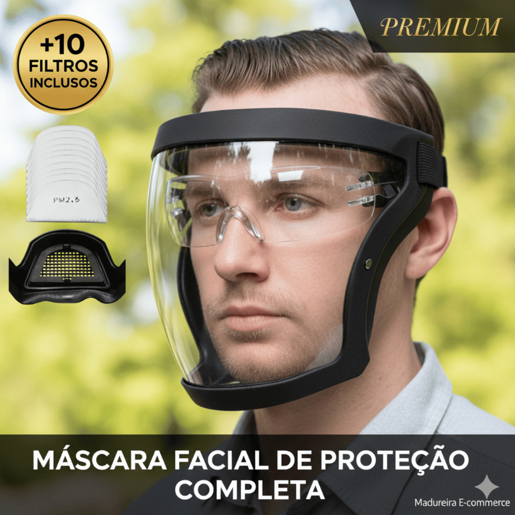 Máscara Facial Transparente Anti Poeira com 10 Filtros PM 2.5 Proteção Completa para Saúde Respiratória em Oferta na Shopee