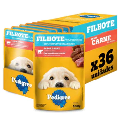 Kit Ração Úmida Pedigree Sachê Carne ao Molho para Cães Filhotes 36 Unidades