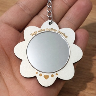 Kit 10/20/30/50 Chaveiros Com Espelho em MDF Branco Decoração Dia das Mãe, Dia das Mulheres, Lembrancinha em Oferta na Shopee