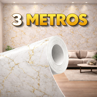 Papel de Parede Mármore Dourado Vinílico Autoadesivo 3m | Impermeável e Lavável em Oferta na Shopee