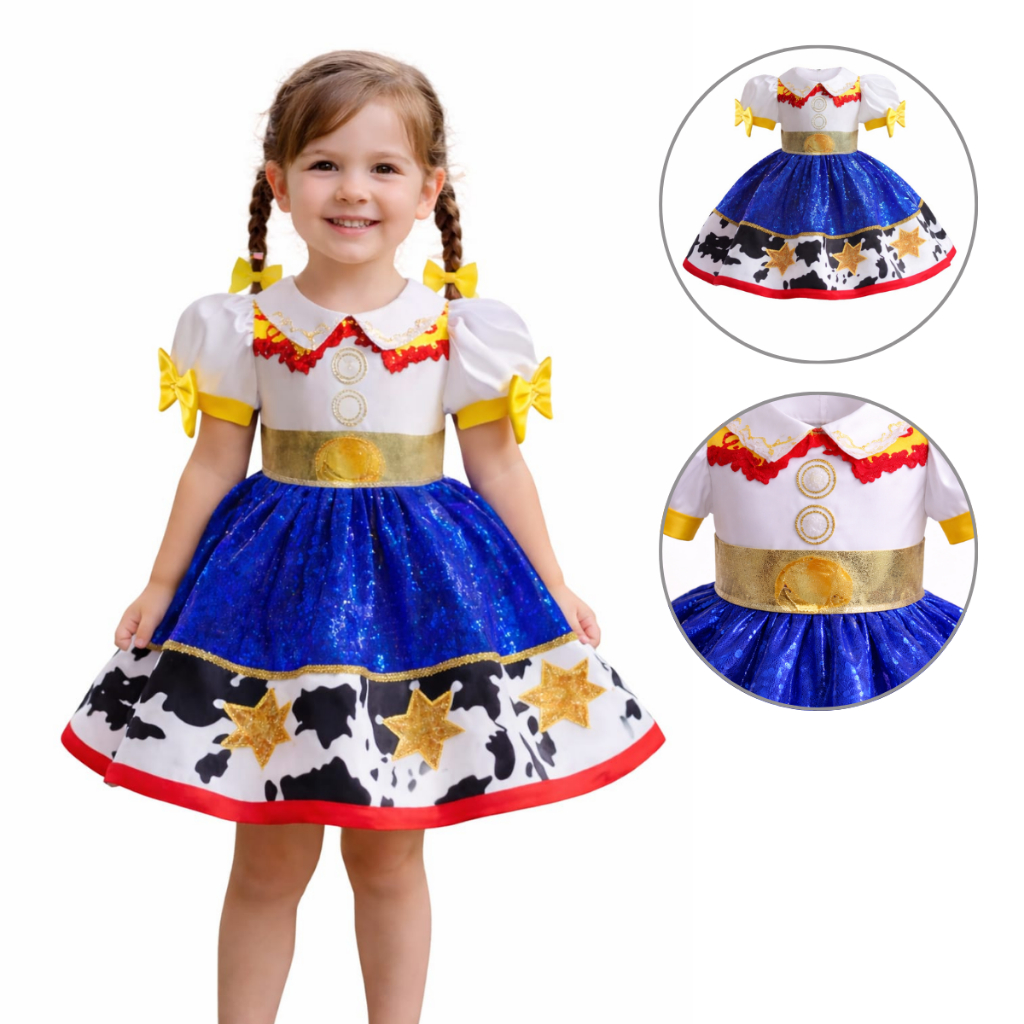 Fantasia Jessie Toy Story Infantil Meninas Festa Carnaval Aniversário Escola Vaqueira Cowboy Jessi Kid´s Cosplay Vestido em Oferta na Shopee