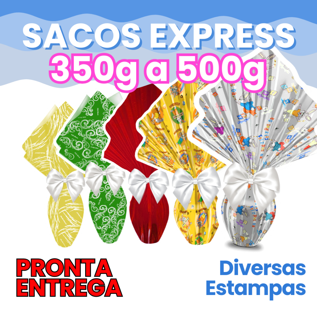 350g 500g 39x39cm Kit Com 25 Sacos Express Envelope Para Ovos De Páscoa em Oferta na Shopee