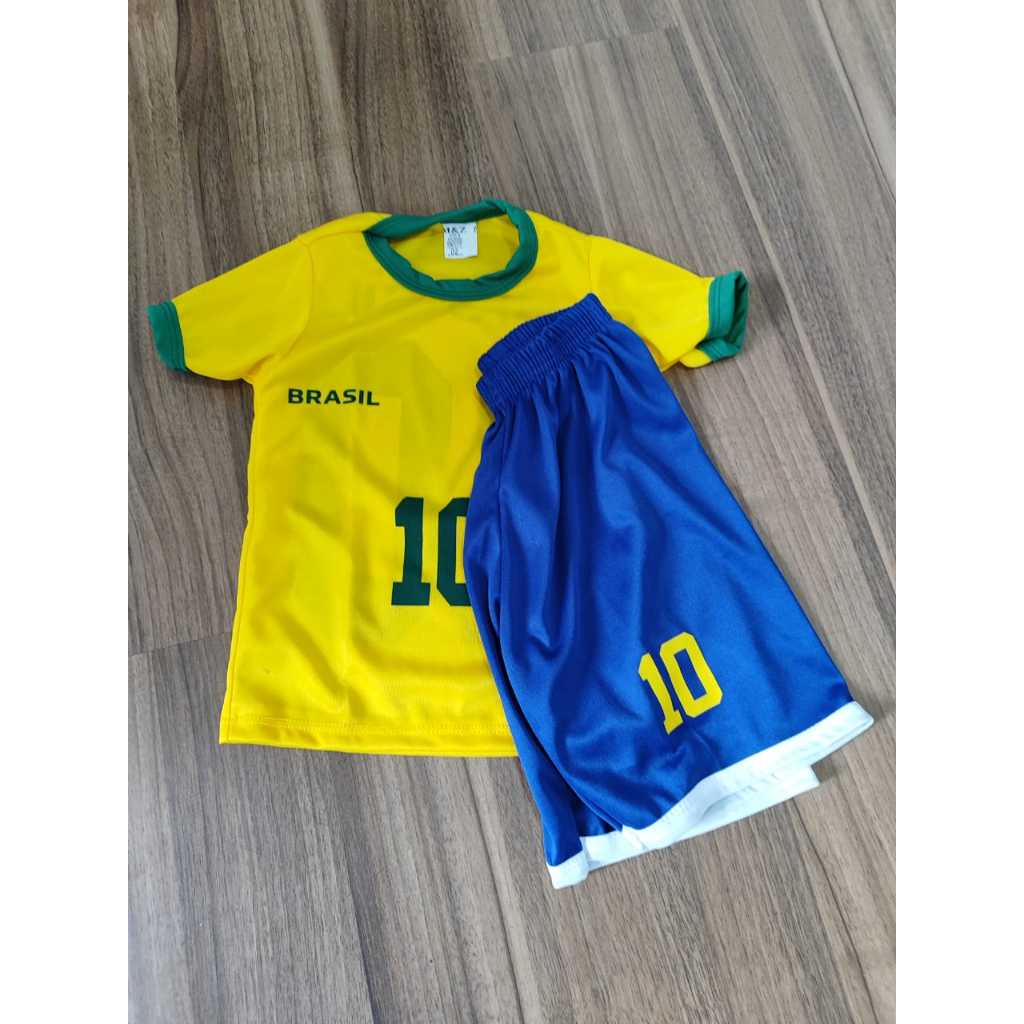 Conjunto do Brasil Infantil unissex Copa do Mundo futebol