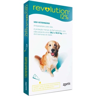 Zoetis Revolution 12% para cães de 20,1 a 40kgs com 1 pipeta avulsa em Oferta na Shopee