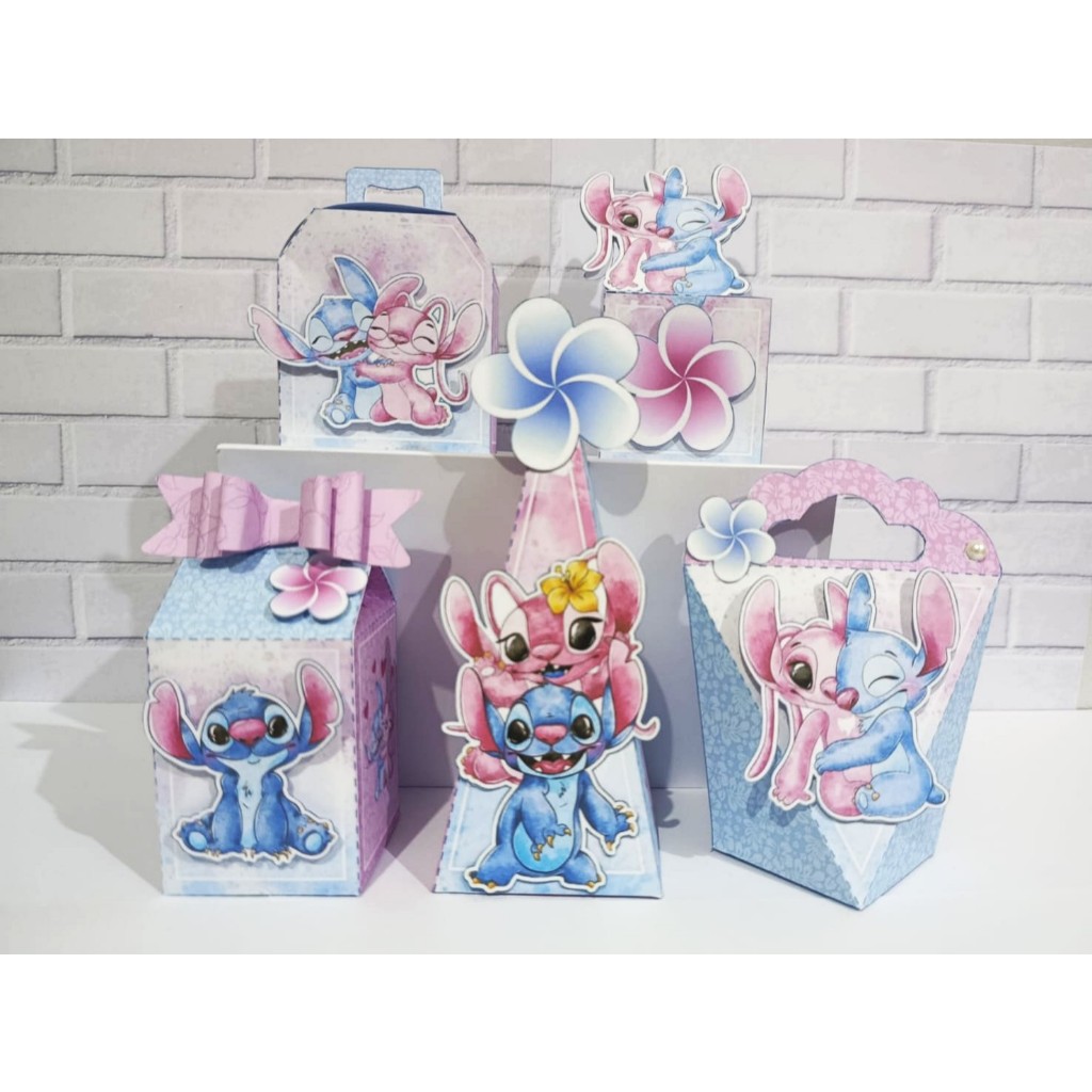 Lembrancinhas Stitch e Angel Personalizado Pegue e monte/ Caixinhas Stitch e Angel personalizadas com nome e idade