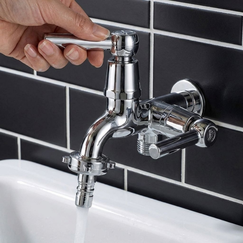 Torneira Tanque 2 Saídas  1/2 Maquina Lavar Jardim 1/4 Volta