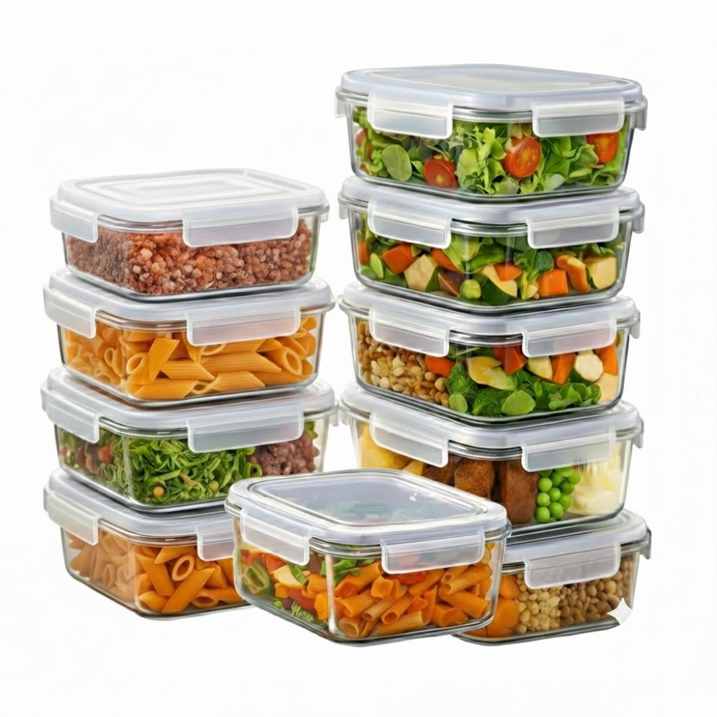 Kit 5 Potes de Vidro 640ml Hermético Marmita Fit com Tampa em Oferta na Shopee