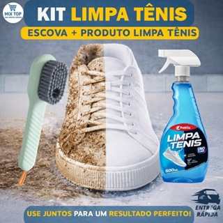 Kit Limpa Tênis Profissional + Escova - Restaurador Instantâneo Limpeza Profunda 500ml em Oferta na Shopee