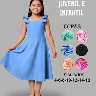 Vestido Juvenil Midi - Moda Casual Infantil /Juvenil  (4 ao 16 anos) em Oferta na Shopee