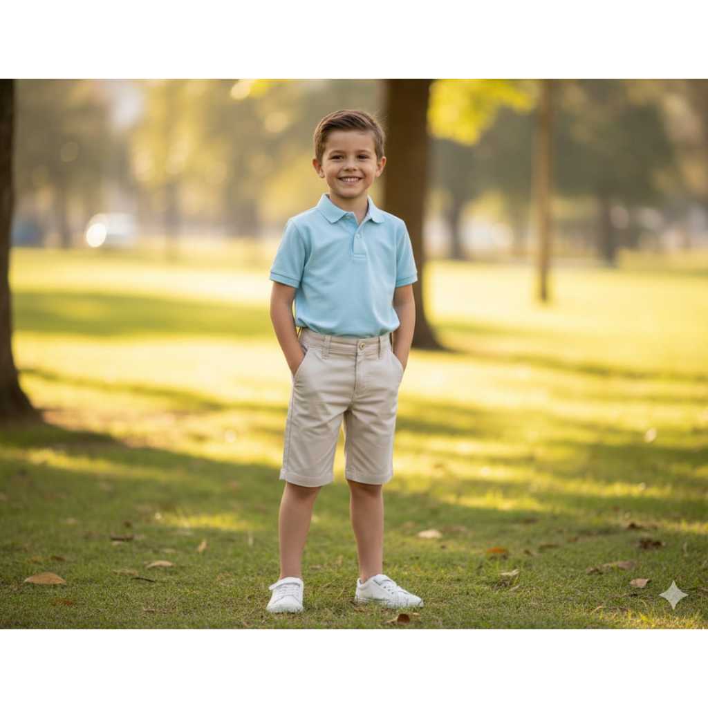 Bermuda masculina infantil em brim com elastano
