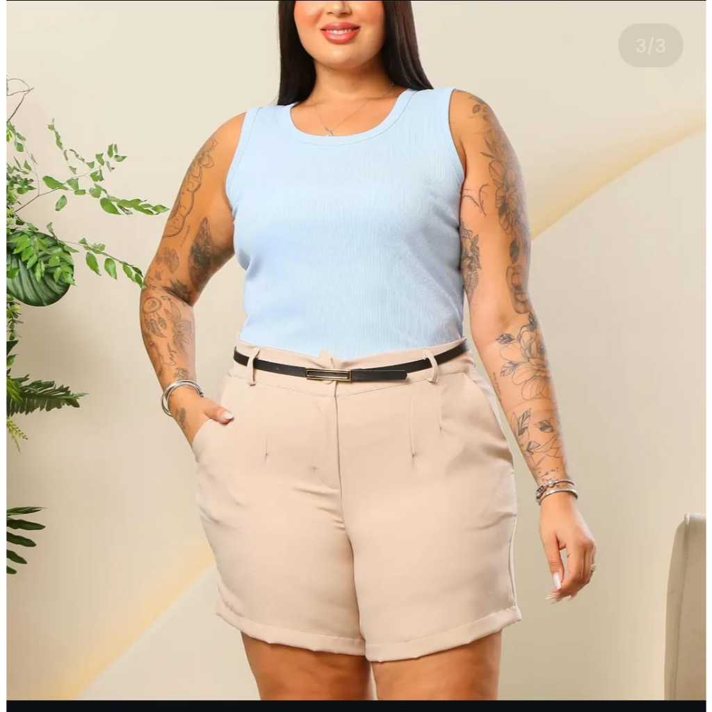 Regata Feminina Blusa Plus Size Canelada Algodão Premium Elastano