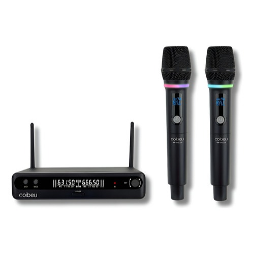 Microfone Sem Fio Profissional UHF Com Led e Receptor Ec - Kit com 2